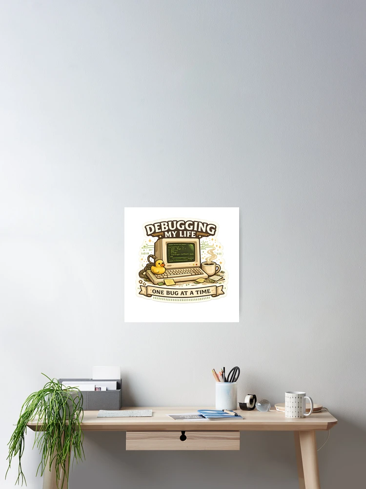 Thumbnail 2 of 3, Poster, Debugging My Life Funny Programmer Sticker | Coding Laptop Decal | Software Developer Gift designed and sold by GenZStickerHub1.