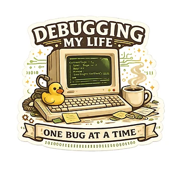 Artwork thumbnail, Debugging My Life Funny Programmer Sticker | Coding Laptop Decal | Software Developer Gift by GenZStickerHub1