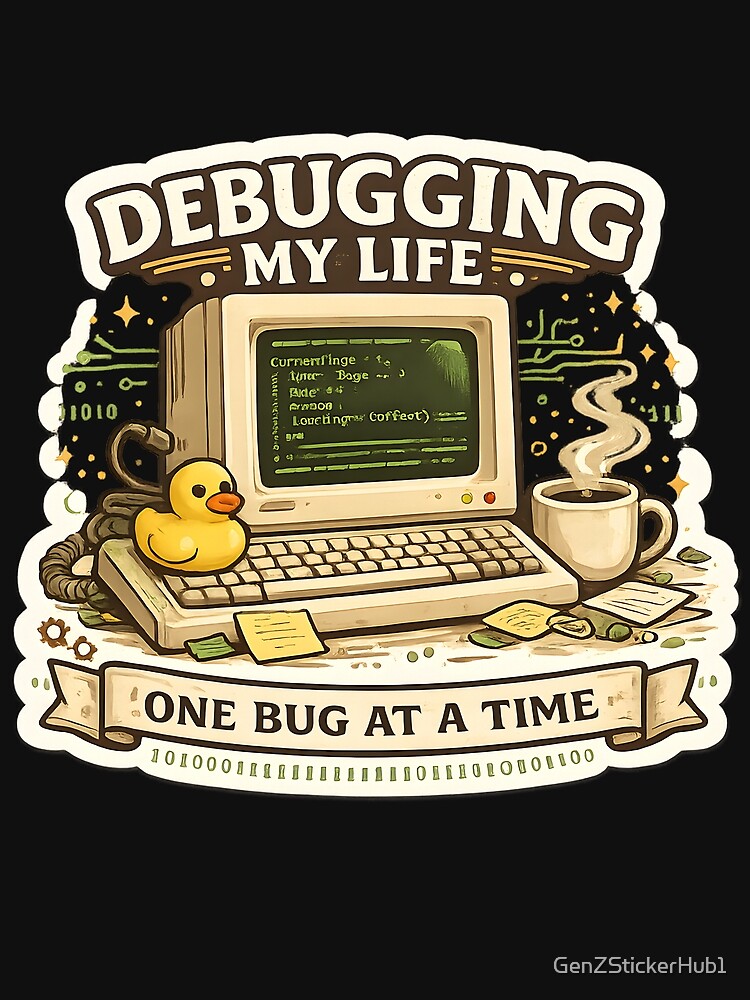 Thumbnail 3 of 3, Scarf, Debugging My Life Funny Programmer Sticker | Coding Laptop Decal | Software Developer Gift designed and sold by GenZStickerHub1.