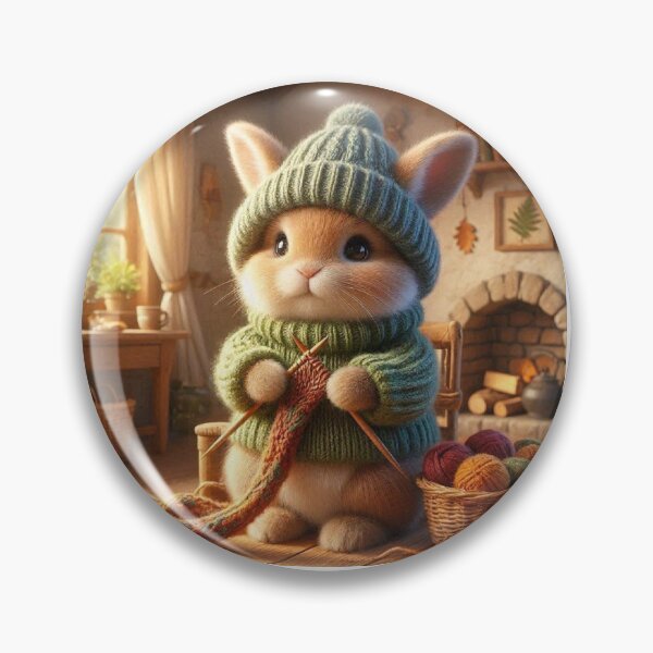 Item preview, Cozy Bunny Knitting by the Fireplace | Woodland Cottagecore Animal | Warm Storybook Illustration designed and sold by vigzhifushions.