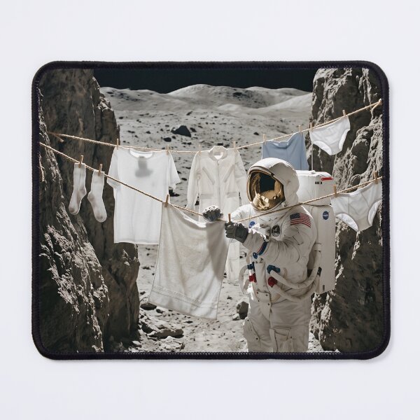 Item preview, Astronaut hanging up laundry on the moon. designed and sold by WiseBow.