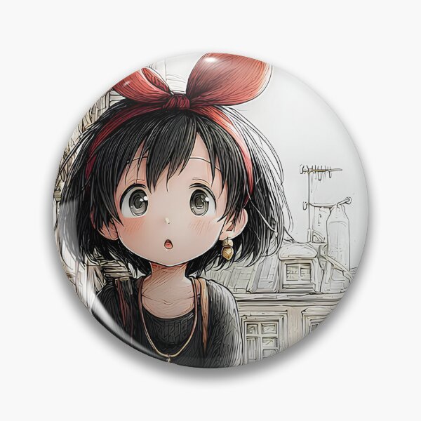 Item preview, Cute kawaii art girl [[kiki's]] with -%[ghiblis]%- cat aways roof designed and sold by Wdanti.