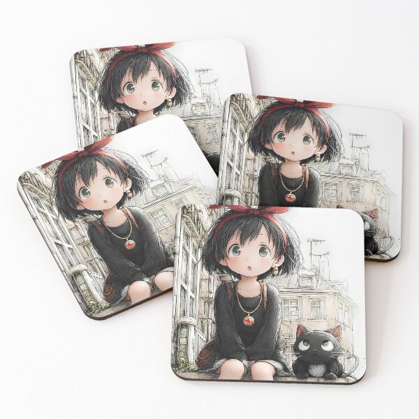 Item preview, Cute kawaii art girl [[kiki's]] with -%[ghiblis]%- cat aways roof designed and sold by Wdanti.