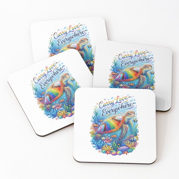 Item preview, Carry Love Everywhere - Rainbow Pride Sea Turtle Ocean Art designed and sold by DesignsCreative.