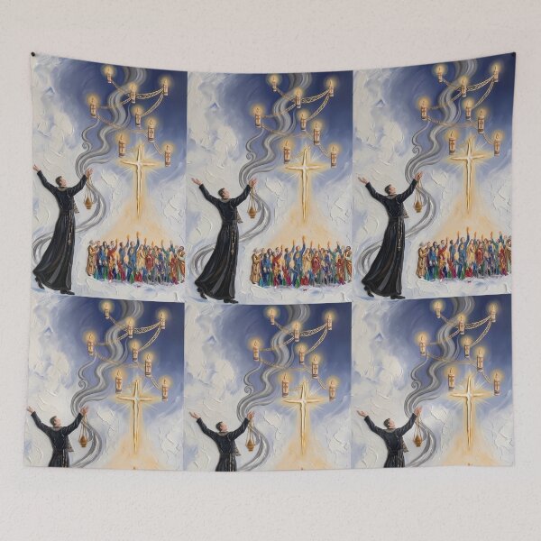 Item preview, Spiritual Ascension: Impasto Cross and Praying Congregation designed and sold by MByunArt.