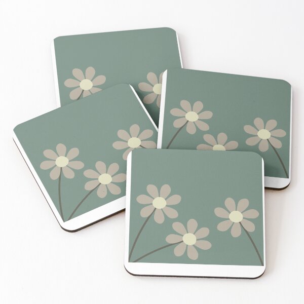 Aperçu de l'œuvre Illustration vectorielle florale abstraite minimaliste et discrète sur fond vert foncé poudré créée et vendue par 722u.