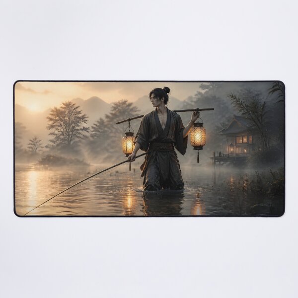 Item preview, Lantern Traveler at Dawn River designed and sold by sigmaartstudio.