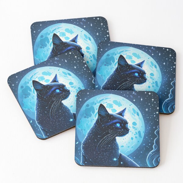 Item preview, Mystical Black Cat Under the Full Moon | Celestial Fantasy Night Sky Art designed and sold by TitiaDesign.