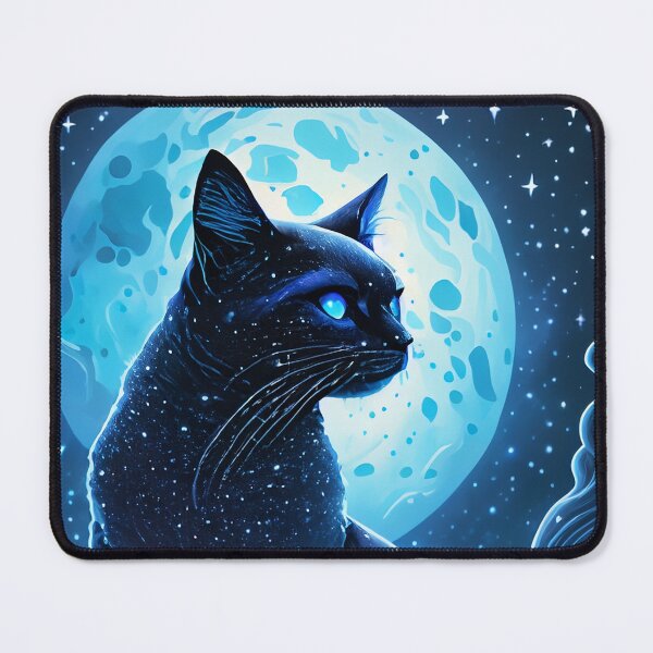 Item preview, Mystical Black Cat Under the Full Moon | Celestial Fantasy Night Sky Art designed and sold by TitiaDesign.