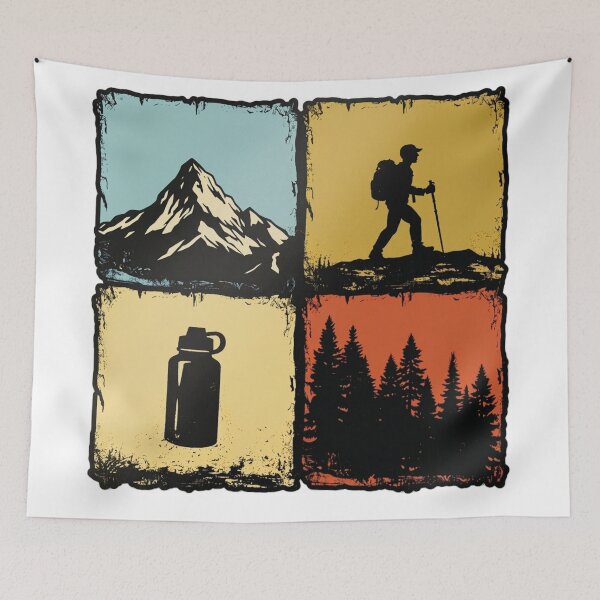 Item preview, Vintage Outdoor Adventure Four-Panel Sticker designed and sold by GabeMountainArt.