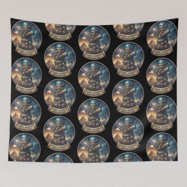 Item preview, Cosmic Harmony Observatory – Steampunk Telescope Art designed and sold by Dogandesighn.