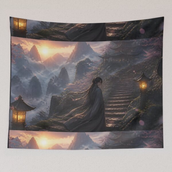 Item preview, Lantern Traveler Climbing Mountain  designed and sold by sigmaartstudio.