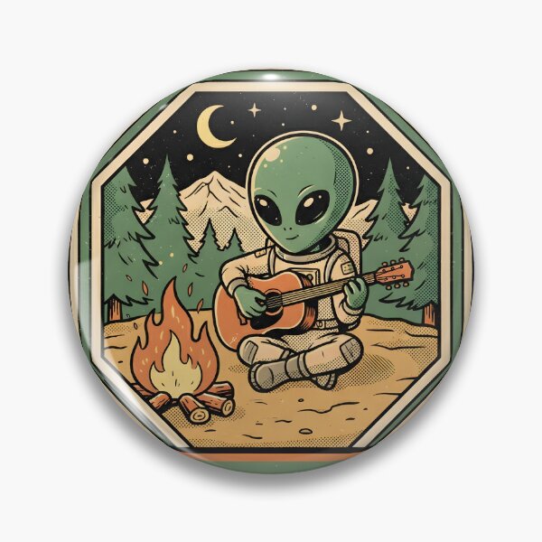 Item preview, Alien Campfire Acoustic Guitar Retro Design designed and sold by DuckOddity.