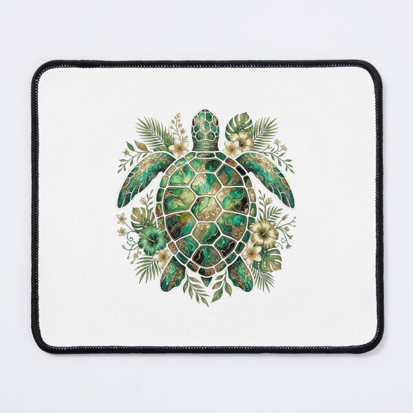Item preview, Sea Turtle Green & Gold Sea Tropical Hibiscus Flowers Beach designed and sold by SOUFIANE1991.