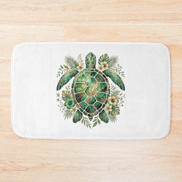 Item preview, Sea Turtle Green & Gold Sea Tropical Hibiscus Flowers Beach designed and sold by SOUFIANE1991.