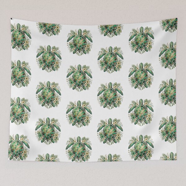 Item preview, Sea Turtle Green & Gold Sea Tropical Hibiscus Flowers Beach designed and sold by SOUFIANE1991.