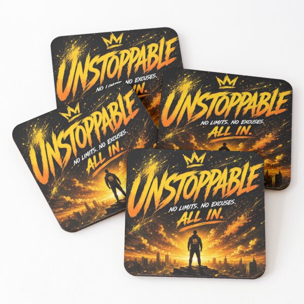 Item preview, Unstoppable – No Limits No Excuses All In Motivational Design designed and sold by Mindset Design .