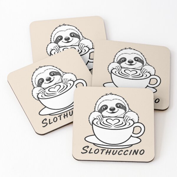 Item preview, ☕ BREWED BEASTIES COLLECTION ☕ - WOODLAND FRIENDS -  Slothuccino designed and sold by WheelieGdArt.