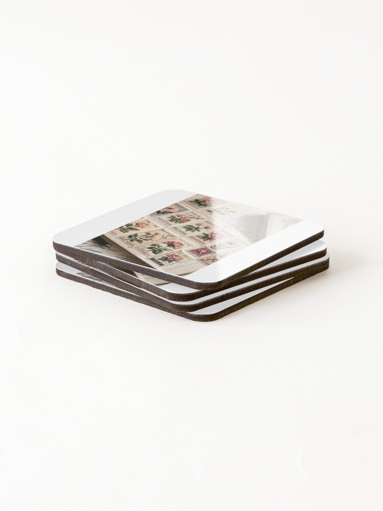 Thumbnail 4 von 5, Untersetzer (4er Set), Art - Vintage Floral Motifs, Retro Postal Art Aesthetic designt und verkauft von Reverso-Design.