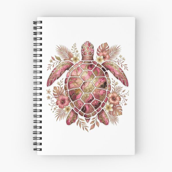 Item preview, Luxury Pink & Gold Sea Turtle Tropical Hibiscus Flowers Beach designed and sold by SOUFIANE1991.