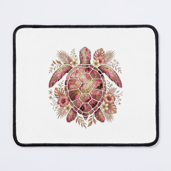 Item preview, Luxury Pink & Gold Sea Turtle Tropical Hibiscus Flowers Beach designed and sold by SOUFIANE1991.