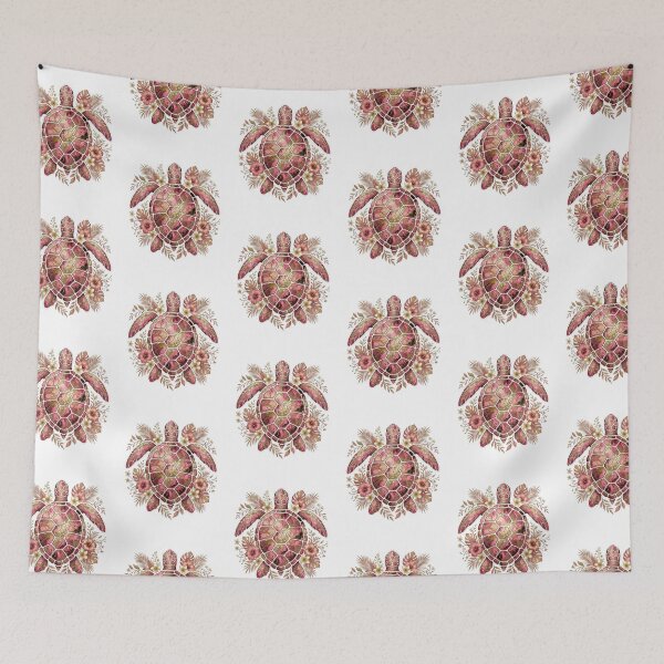 Item preview, Luxury Pink & Gold Sea Turtle Tropical Hibiscus Flowers Beach designed and sold by SOUFIANE1991.
