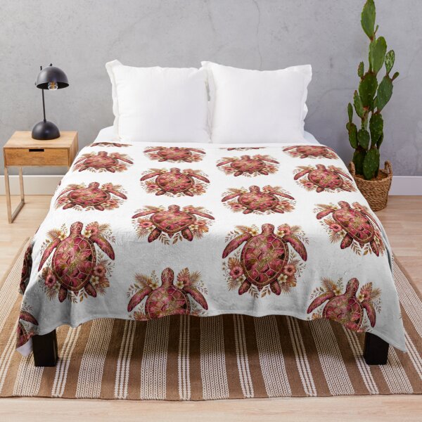 Item preview, Luxury Pink & Gold Sea Turtle Tropical Hibiscus Flowers Beach designed and sold by SOUFIANE1991.