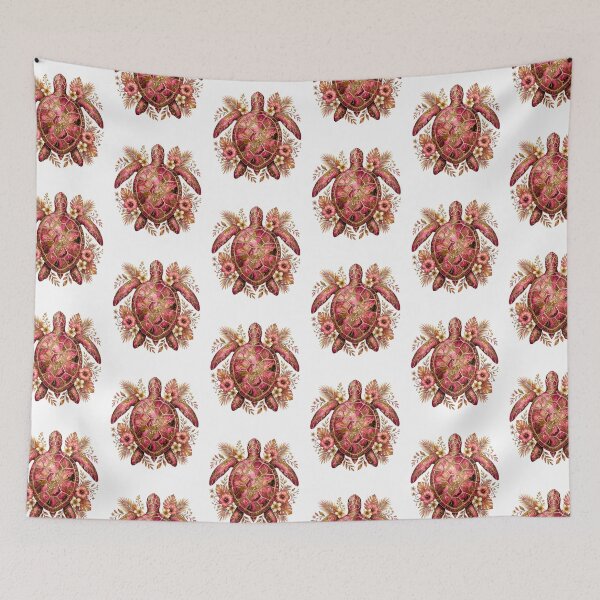 Item preview, Luxury Pink & Gold Sea Turtle Tropical Hibiscus Flowers Beach designed and sold by SOUFIANE1991.