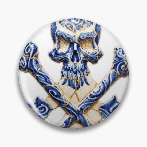 Item preview, Skull Kintsugi Gzhel Ceramic Art exo designed and sold by JFOdesign.