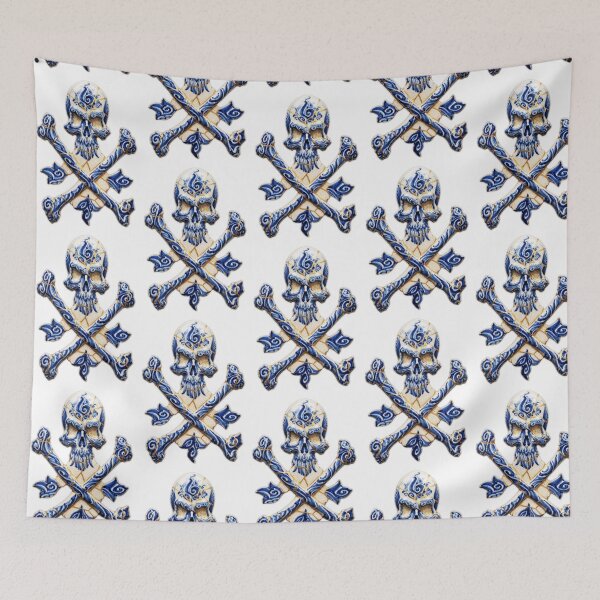 Item preview, Skull Kintsugi Gzhel Ceramic Art exo designed and sold by JFOdesign.