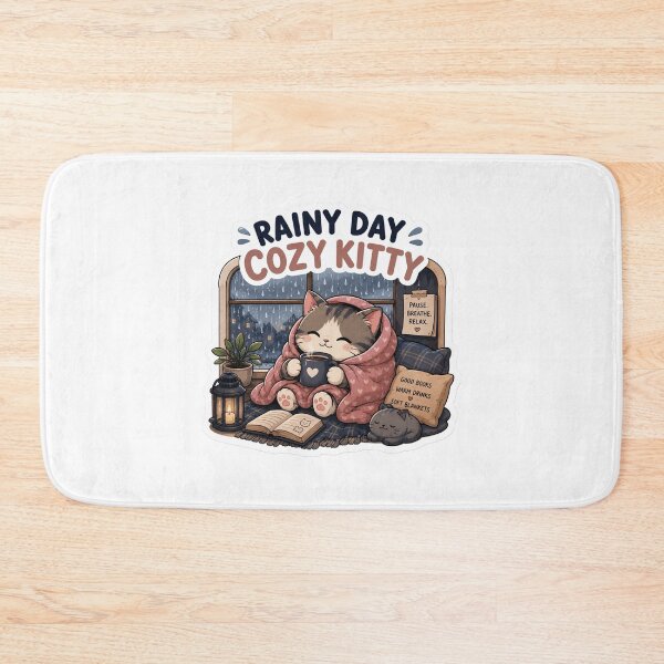 Item preview, Rainy Day Cozy Kitty Retreat Sticker  designed and sold by Designertanya.