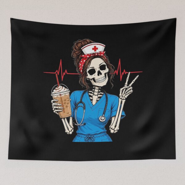 Item preview, Funny Nurse Halloween Skeleton Coffee Lover Gift designed and sold by clothesy7.