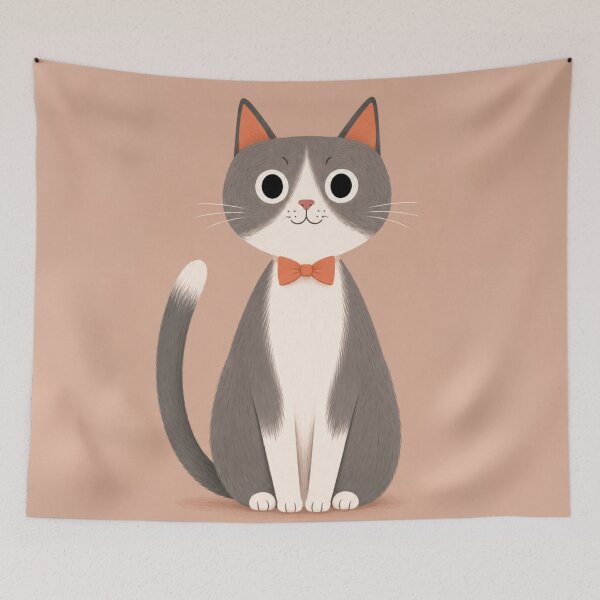 Item preview, Cute Cartoon Cat Wall Art | Minimalist Cat Illustration | Kawaii Animal Print for Kids Room Decor designed and sold by AbstractAuraArt.
