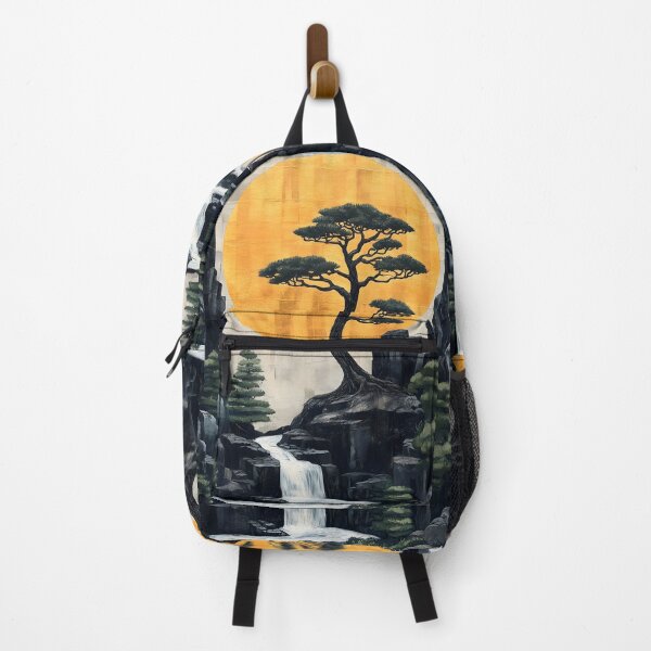 Item preview, Japanese Tree Golden Sun Waterfall Rock Garden Landscape designed and sold by mildaclairmo.