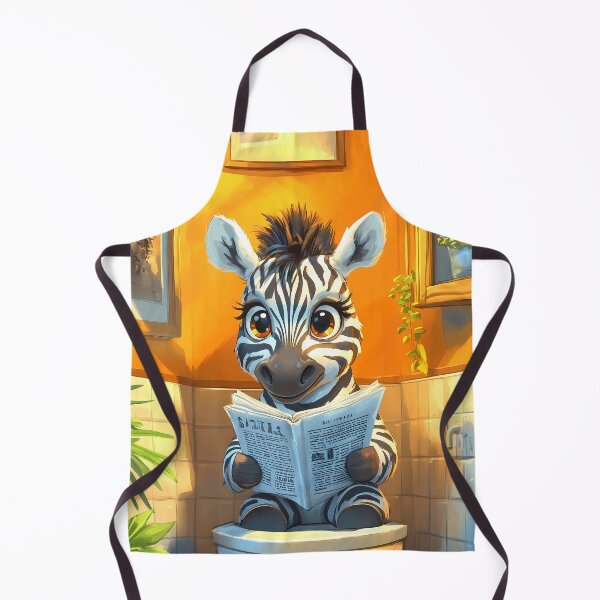 Item preview, Zebra Newspaper Bathroom Kawaii Safari Animal Reading Scene designed and sold by mildaclairmo.