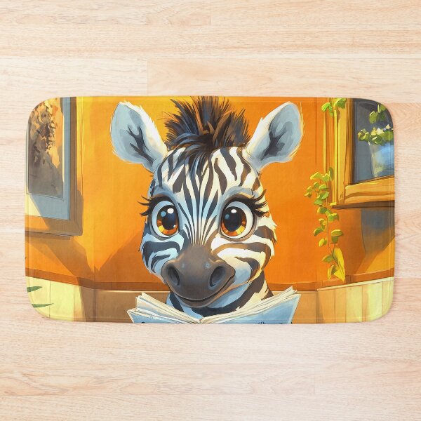 Item preview, Zebra Newspaper Bathroom Kawaii Safari Animal Reading Scene designed and sold by mildaclairmo.