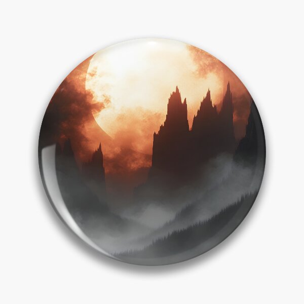 Item preview, Golden River Dark Mountain Moon Castle Fantasy designed and sold by mildaclairmo.