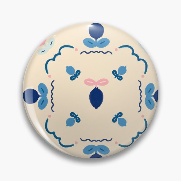 Item preview, Navy Blue Folk Floral Pattern — Blue Lemon Studio Original Illustration designed and sold by BluelemonStudio.
