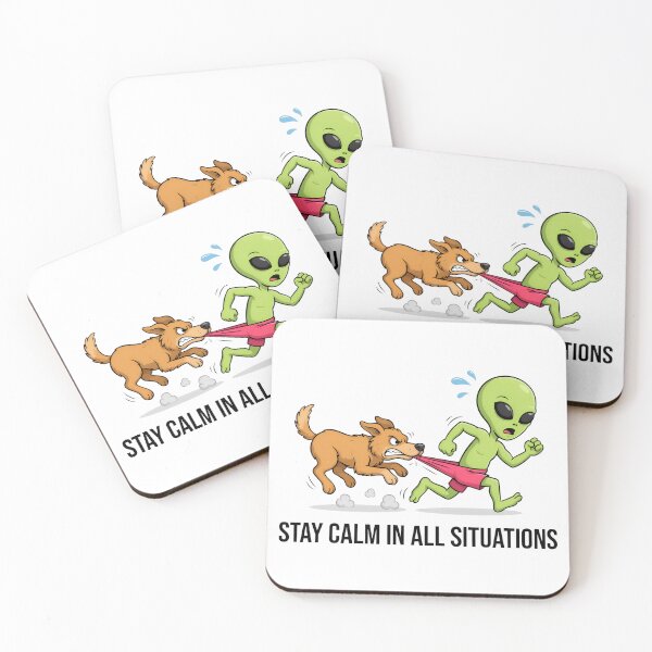 Item preview, Stay Calm in All Situations Funny Alien and Angry Dog Cartoon – UFO Meme Humor Design designed and sold by Snifferius.