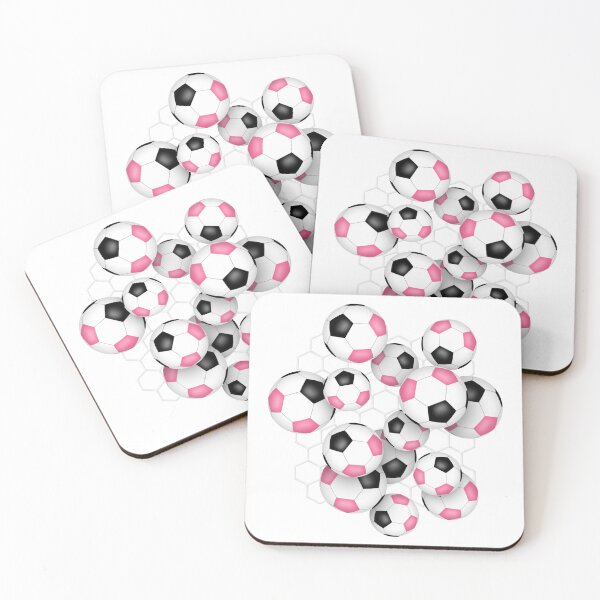 Item preview, Soccer balls with goal netting accent pattern - pink & black designed and sold by katzdzynes.