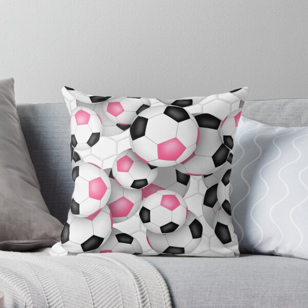 Item preview, Soccer balls with goal netting accent pattern - pink & black designed and sold by katzdzynes.