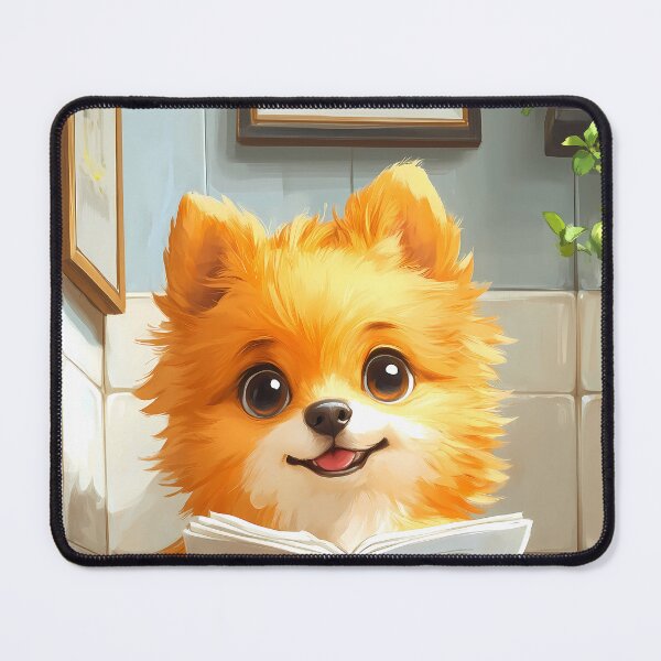 Item preview, Pomeranian Dog Newspaper Bathroom Kawaii Fluffy Reading Humor designed and sold by mildaclairmo.
