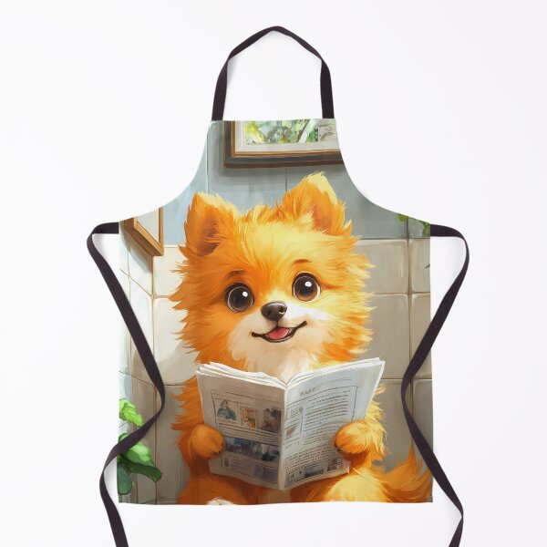 Item preview, Pomeranian Dog Newspaper Bathroom Kawaii Fluffy Reading Humor designed and sold by mildaclairmo.