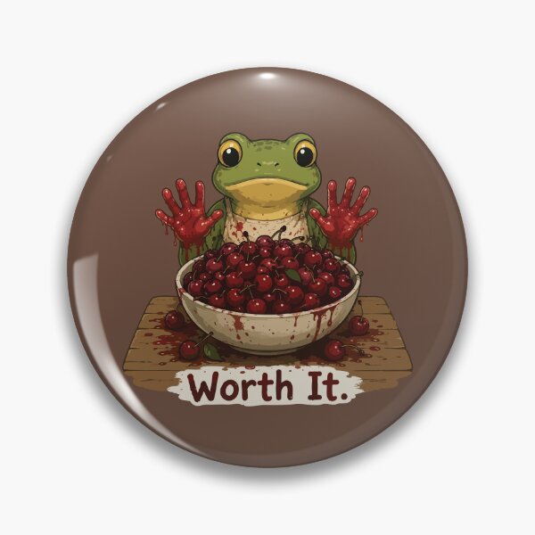 Item preview, Cherry Jam Frog Sticker – Worth It Funny Harvest Cartoon designed and sold by SimplePoDesign.
