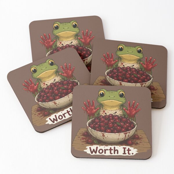 Item preview, Cherry Jam Frog Sticker – Worth It Funny Harvest Cartoon designed and sold by SimplePoDesign.