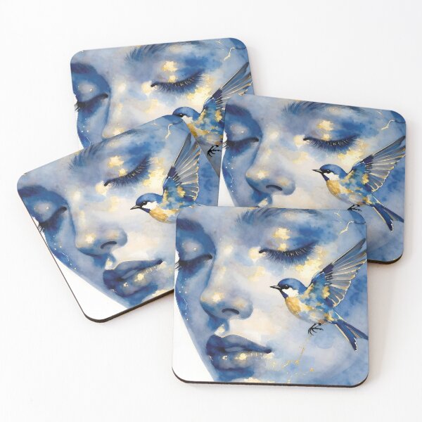 Item preview, Ethereal Watercolor Portrait of Woman with Gold Accents designed and sold by Lucia Amaris Art.