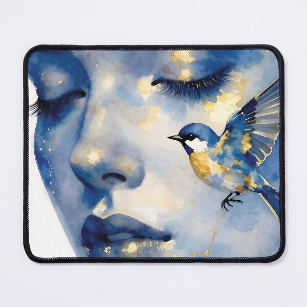 Item preview, Ethereal Watercolor Portrait of Woman with Gold Accents designed and sold by Lucia Amaris Art.