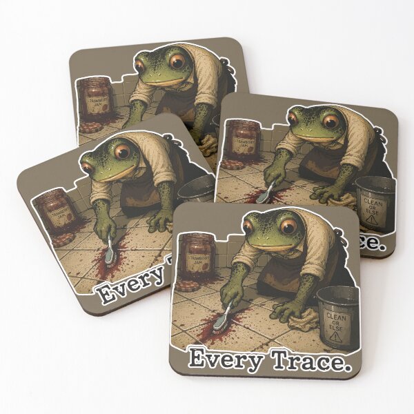 Item preview, Every Trace Frog Sticker – Funny Crime Scene Cleanup Cartoon designed and sold by SimplePoDesign.