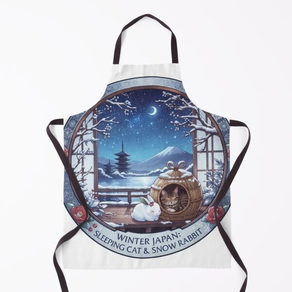 Item preview, Komugi’s Winter Window: Mt. Fuji, Japan View with Sleeping Cat & Snow Rabbit designed and sold by Cocotaka5.