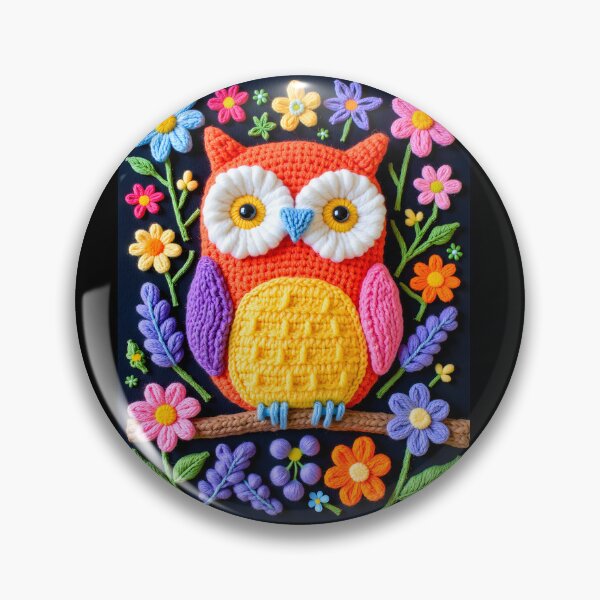 Item preview, Colorful hand knitted owl designed and sold by Creative Line Prints.